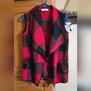 Hipster Row Red and Black Checkered Buffalo Plaid Women's Vest